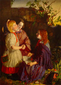 Trois petites filles dans un paysage